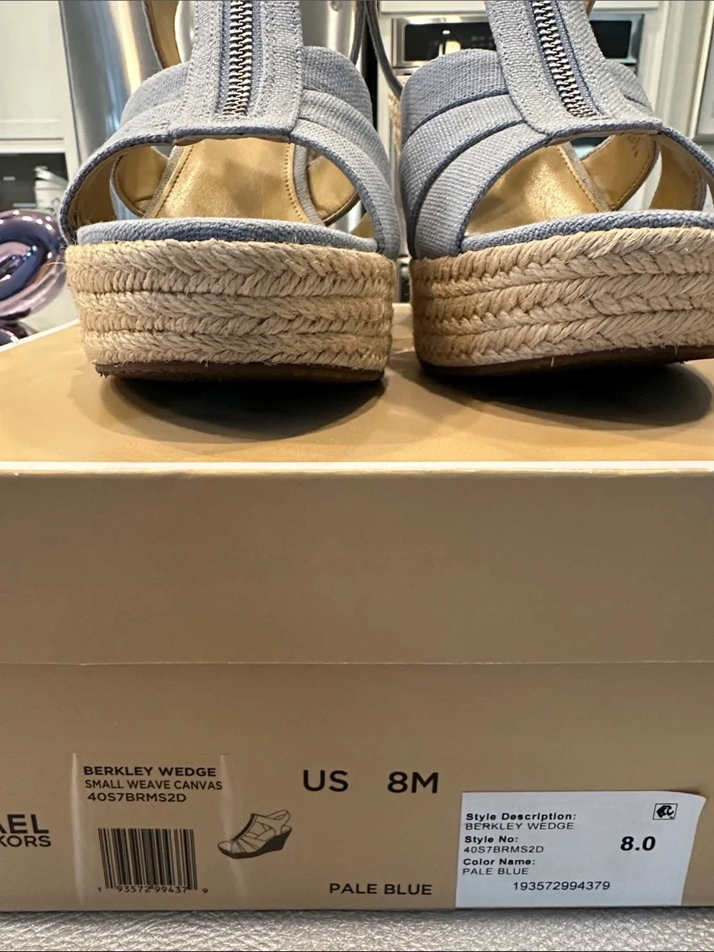 Michael Kors  Wedge Espadrille Sandals in Light Blue - Women's Zip Front